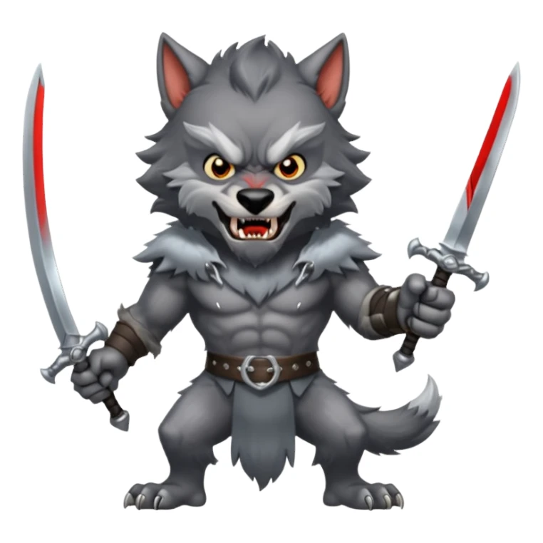 Werewolf with two swords in two hands sticker