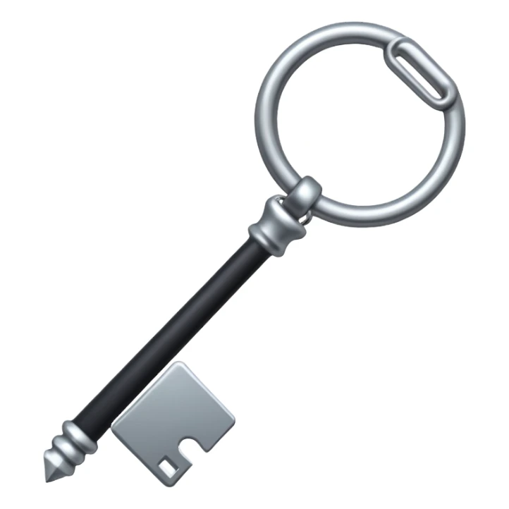 iOS emoji, minimal dark key, flat, fantasy item sticker