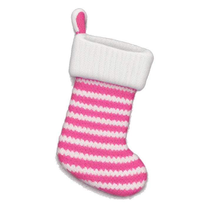 white and pink knit christmas stocking sticker