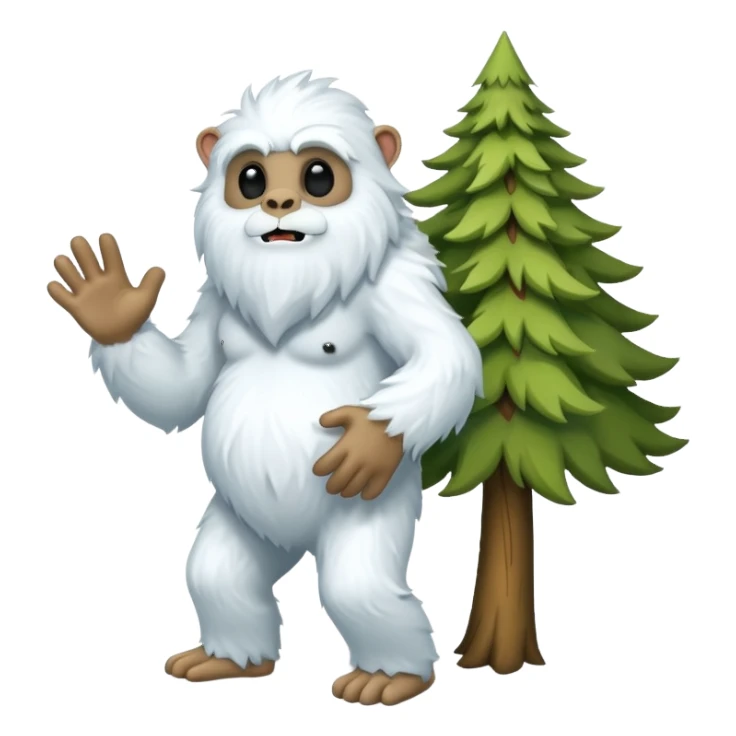 yeti, carrying a big tree sticker