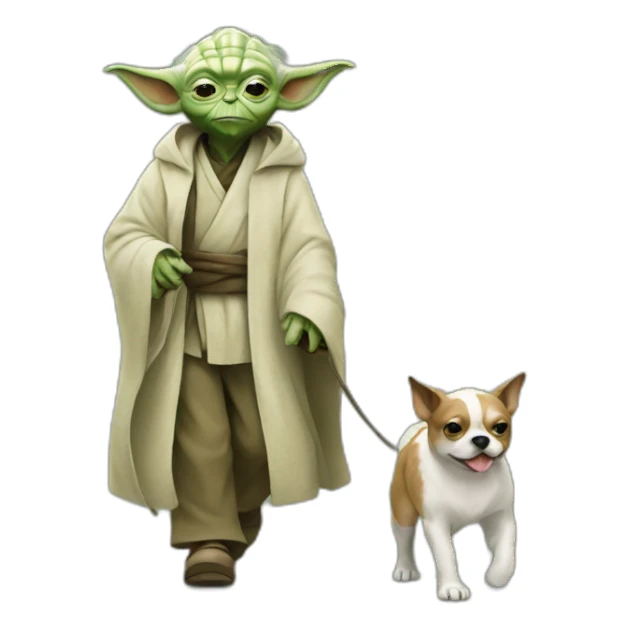 Yoda walking a dog sticker