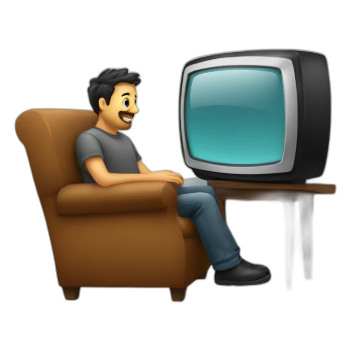 hombre en el sillon mirando tele sticker