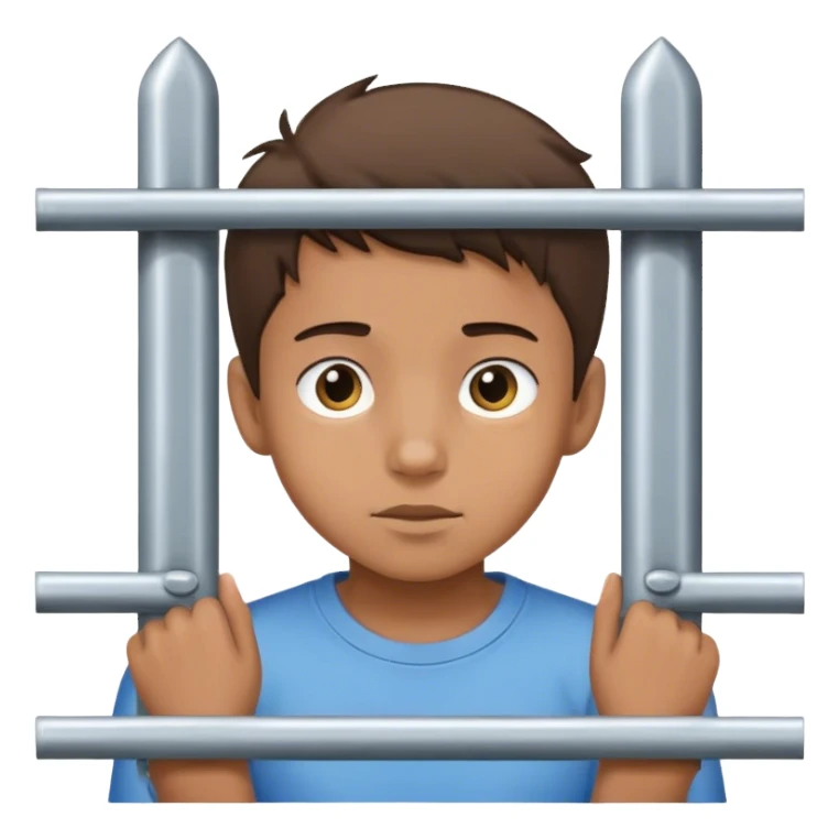 boy looking through the bars of a gate sticker