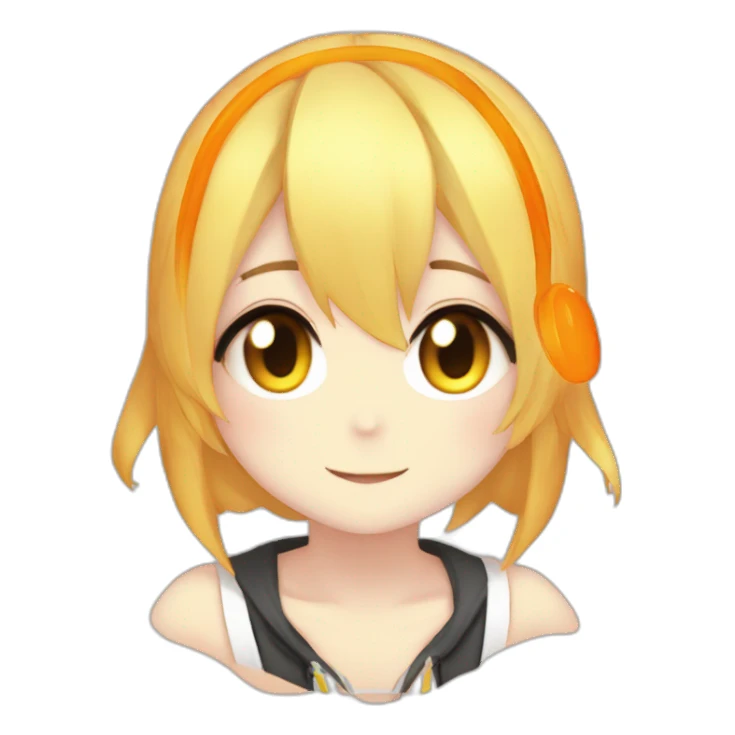 Kagamine Rin vocaloid with an orange sticker