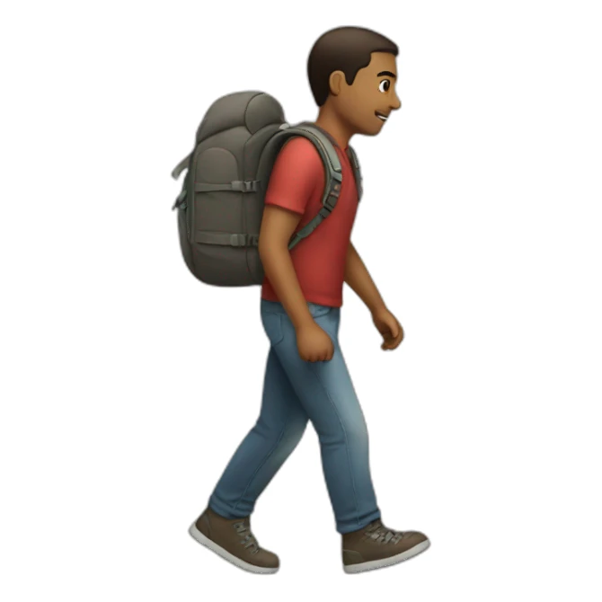 a person with a backpack on, he is walking sticker