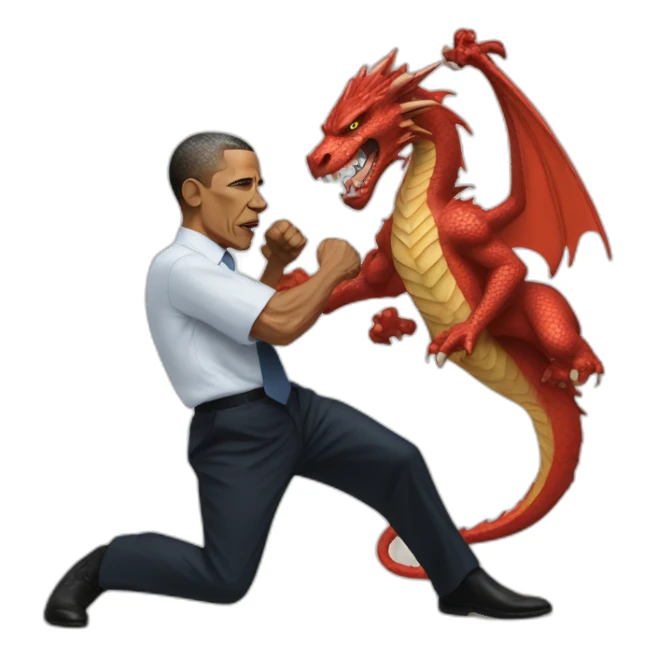 Obama punching a dragon sticker