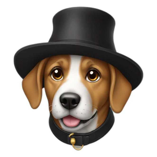 dog with a black hat sticker