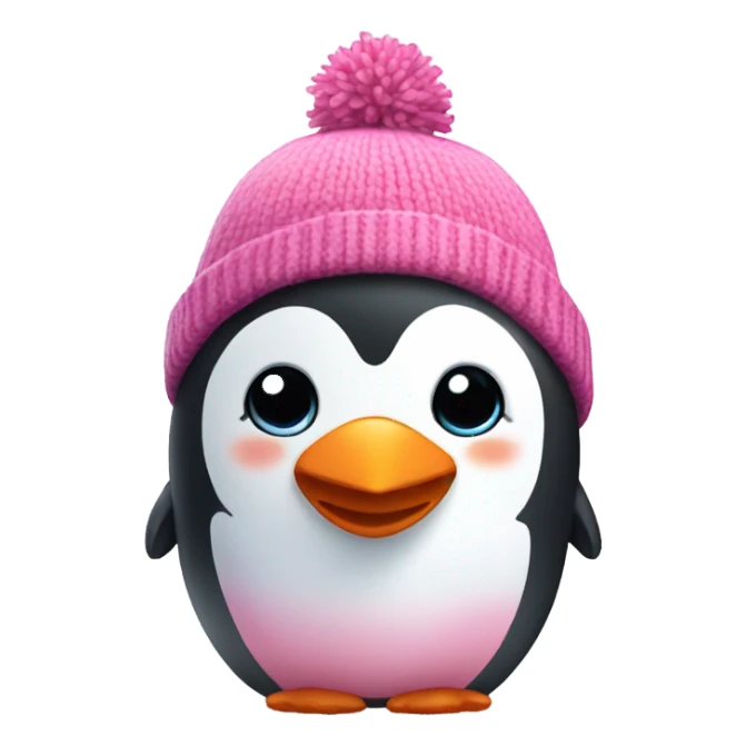cute pink penguin wearing a beanie sticker