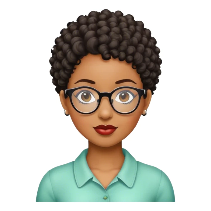 woman pixie curly cut black hair with glasses sticker