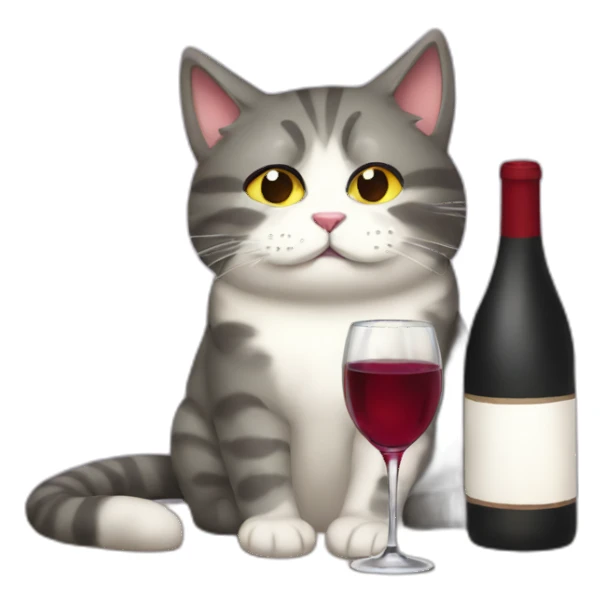 depressed tired kitty drinking wine sticker
