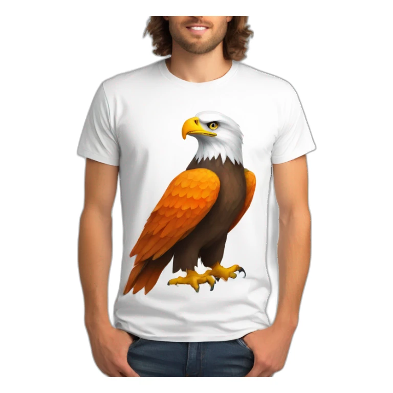 Eagle with tee shirt white orange sticker