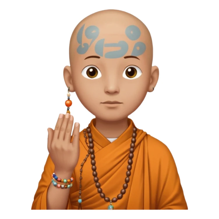 Monk with Prayer Beads  Hanging from Hand sticker
