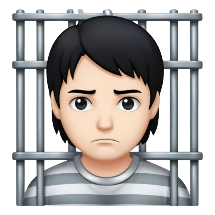 white black heared prisoner in a jail. sticker