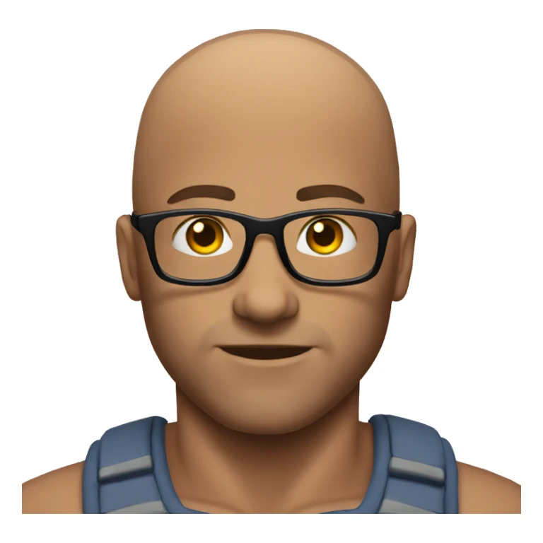 Muscular bald guy glasses  sticker
