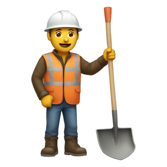 man with shovel sticker