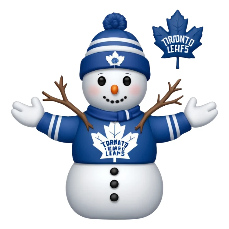 Snowman wearing Toronto maple leafs sticker