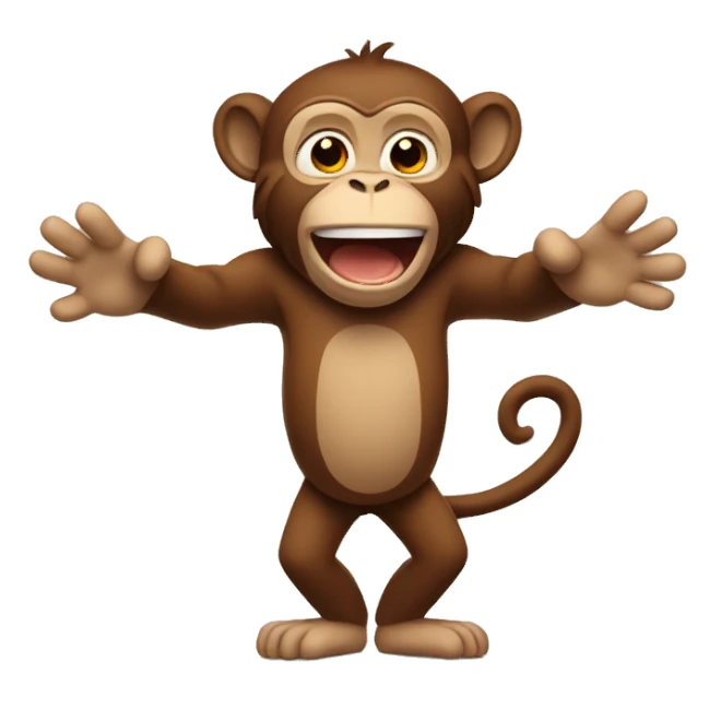 brown monkey with arms up and hands flat asking question sticker