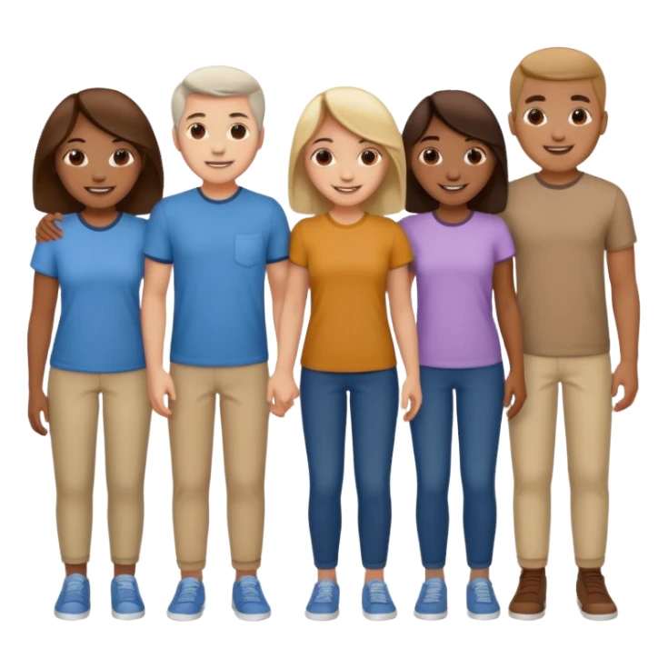 team wearing casual same clothes sticker