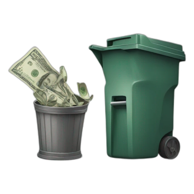 throwing cash to trashcan sticker