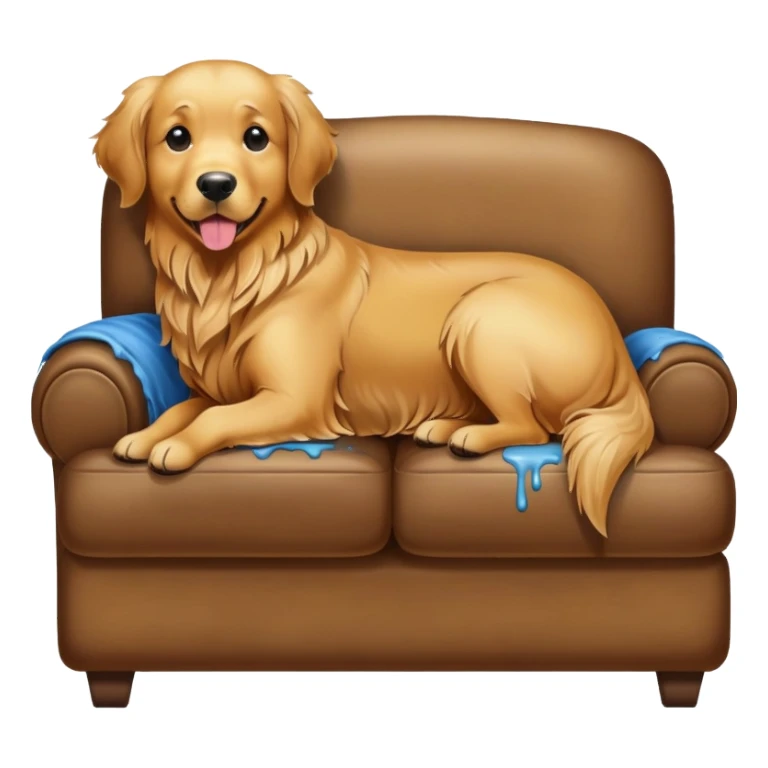 Golden retriever pooping on couch sticker