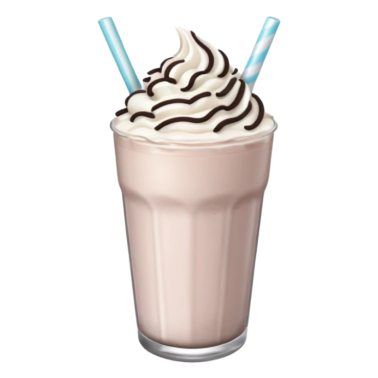 Oreo milkshake emoji, soft shading, rounded shape, pastel style sticker