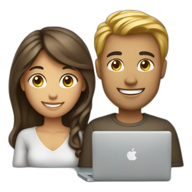 mens and womens with macbook sticker