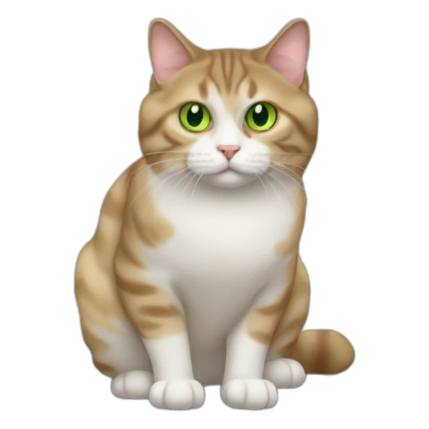 Green eyed fat American bobtail cat  sticker