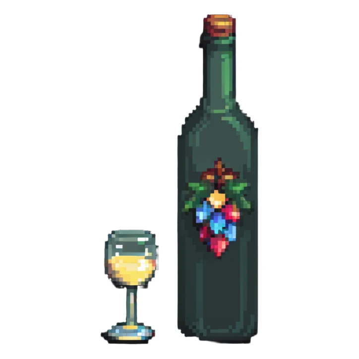 wine bottle and glass sticker