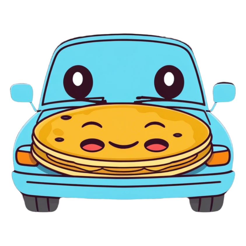Car eating a pancak sticker