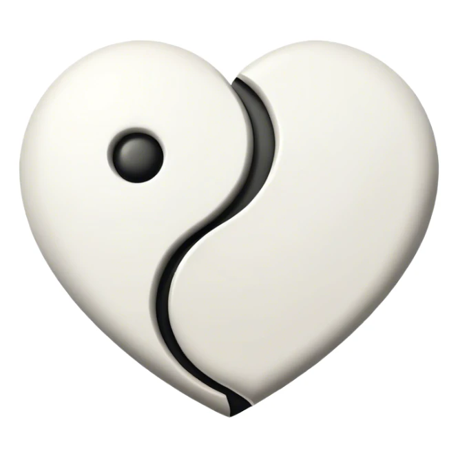 Ying Yang shaped as a heart sticker