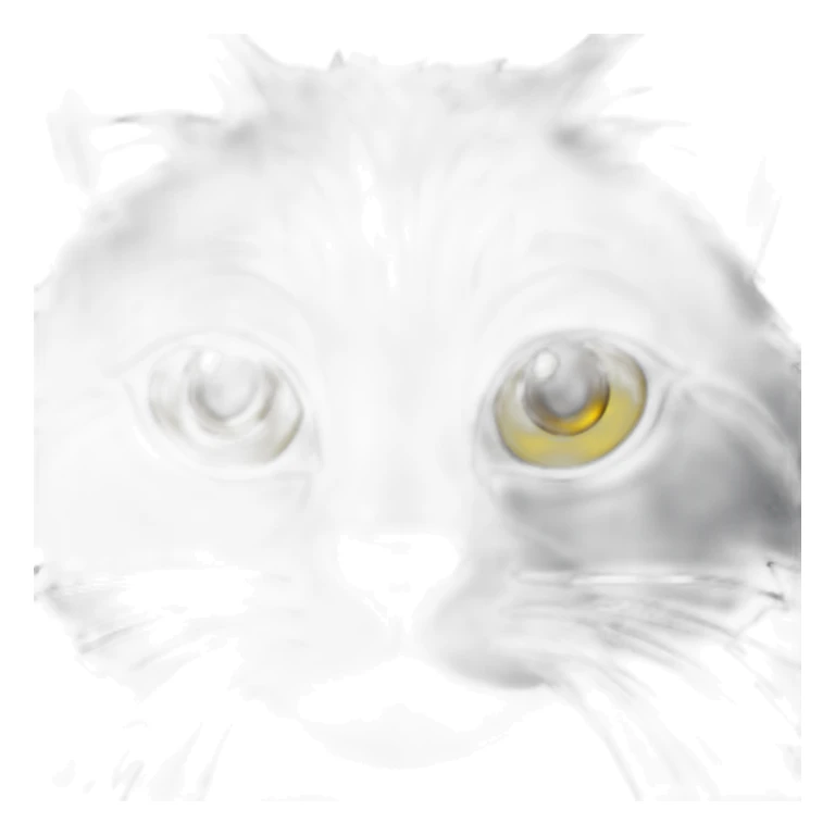 gray and black medium furry cat with yellow eyes looking mischievous sticker