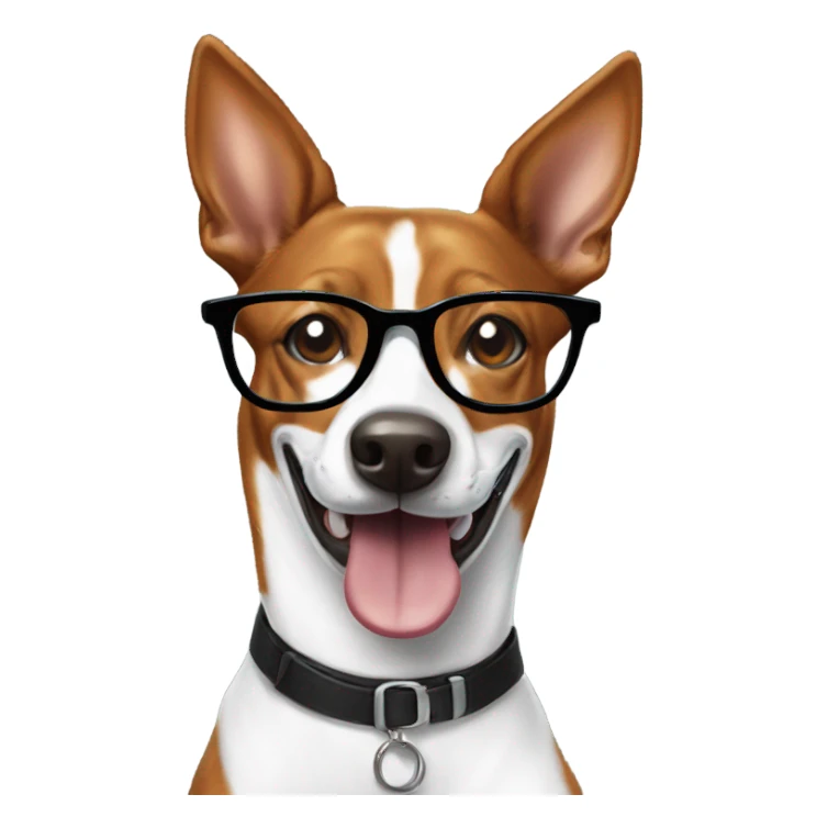 Smiling basenji wearing glasses sticker