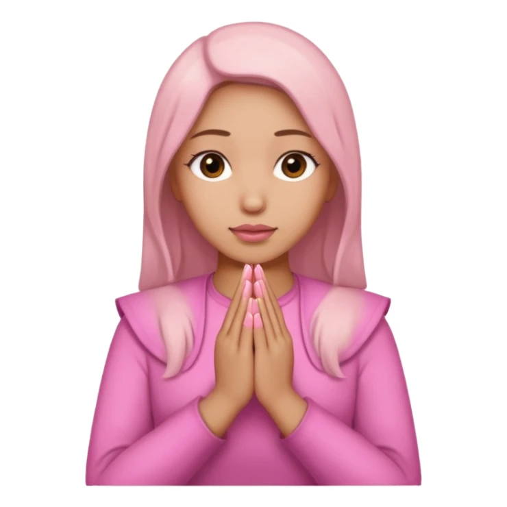 brown hands with pink nails praying sticker