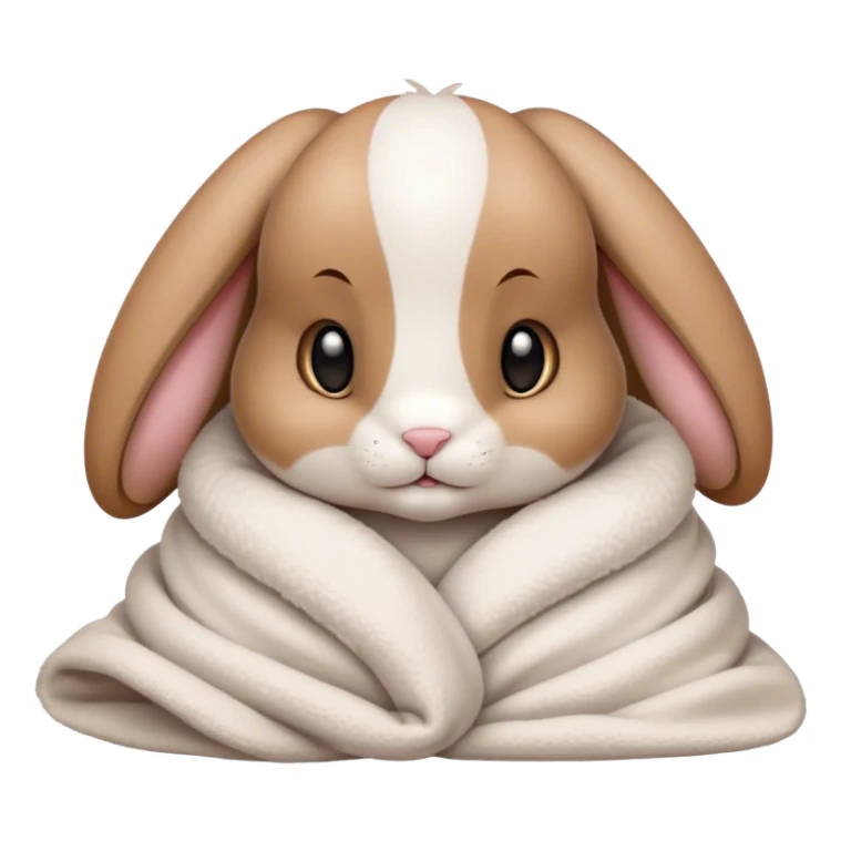 Floppy-eared bunny cozy in blanket  sticker