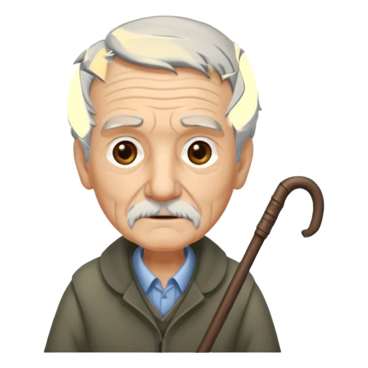 old man with walking stick sticker