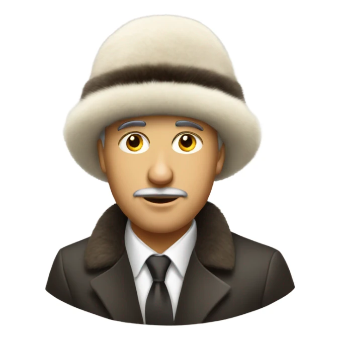 Man in chic fur Russian hat  sticker