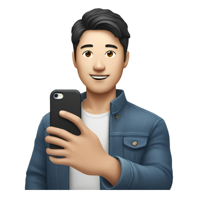 korean man selfie with iphone sticker