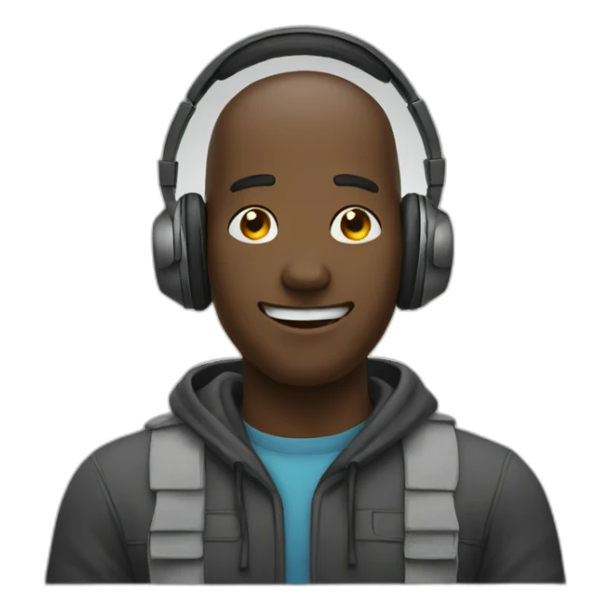 relieved, wearing headphones sticker