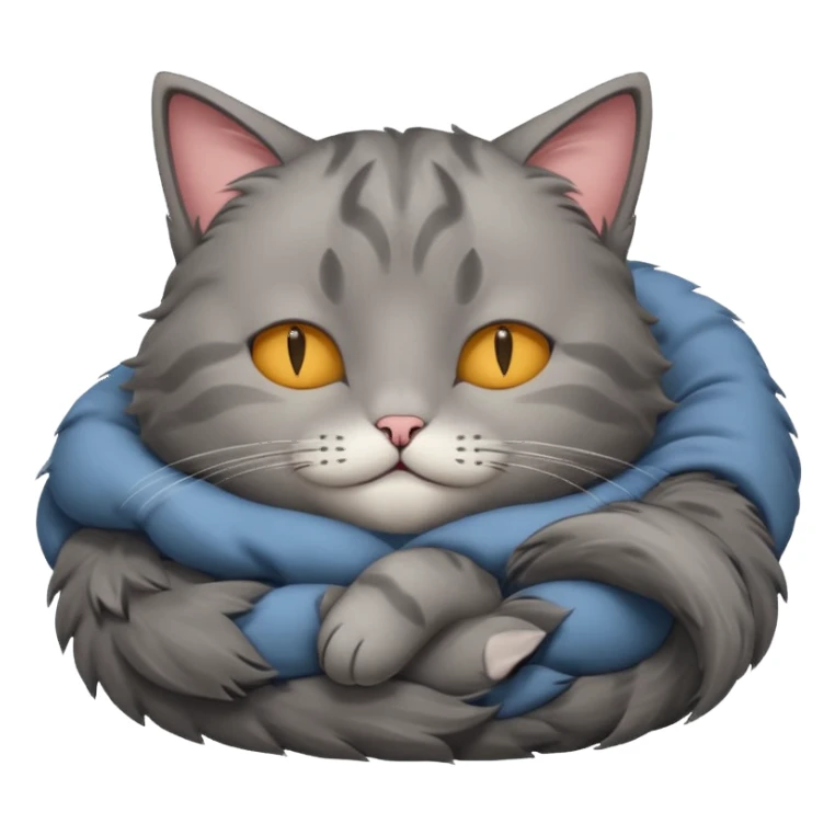 A fluffy grey cat is sleeping. sticker