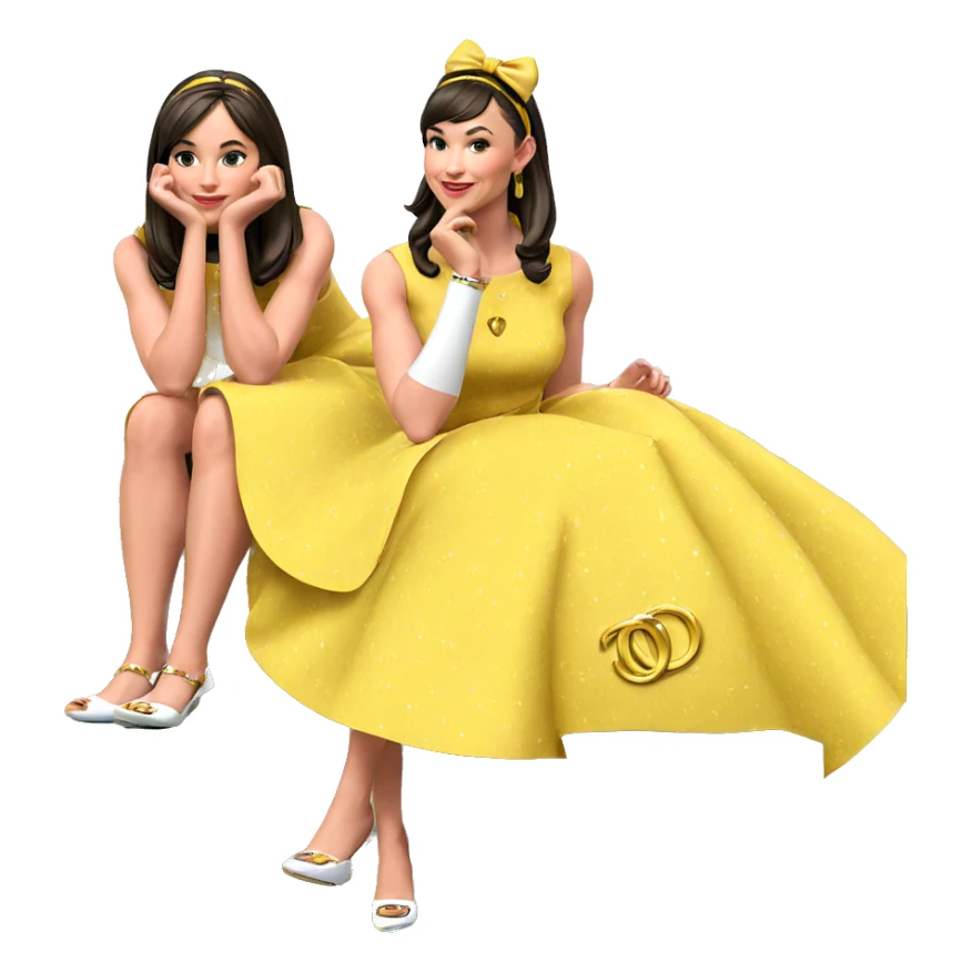 two girls in elegant attire sticker