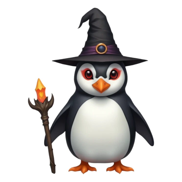 tall Demons Penguin with Witch Hat full body sticker