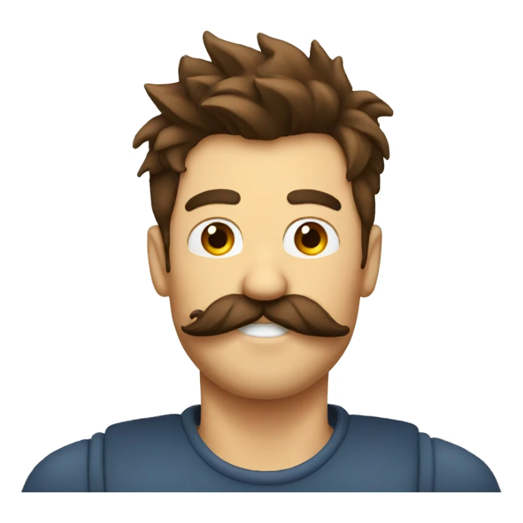 spiked brown hair guy mustache  drinking a beer  sticker