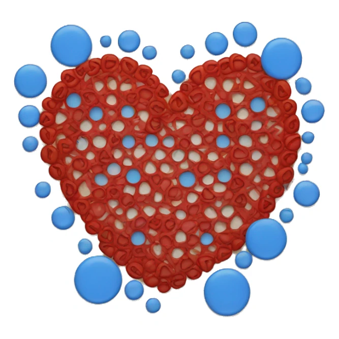 red heart with 5 circle  blue around sticker
