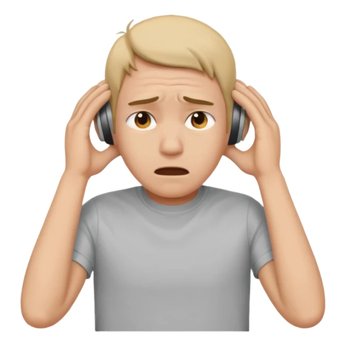 Frustrated person covering their ears sticker