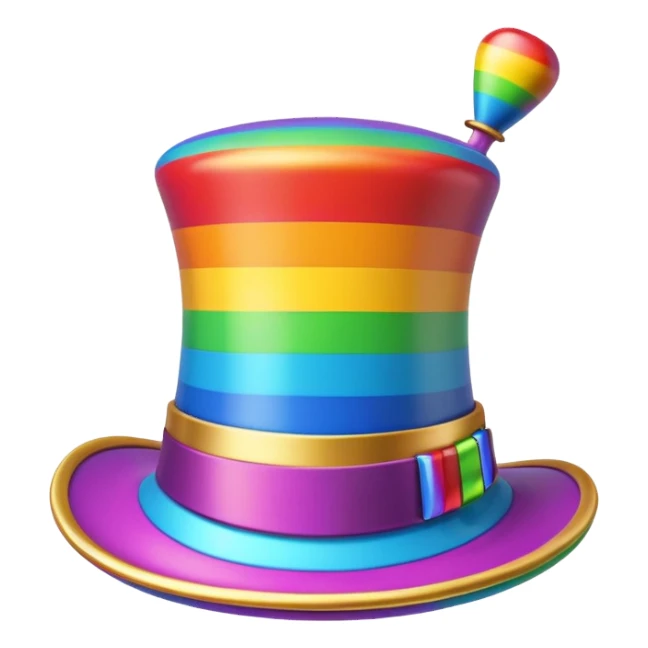 rainbow spinning top hat sticker