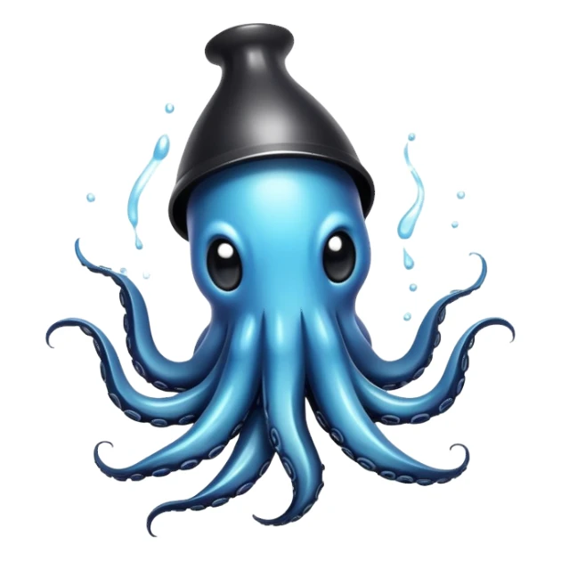A cute squid squirting black ink sticker