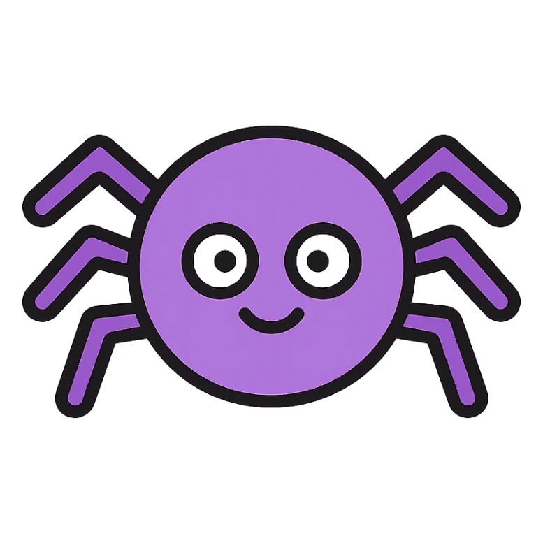 cute 2D simple purple spider icon sticker
