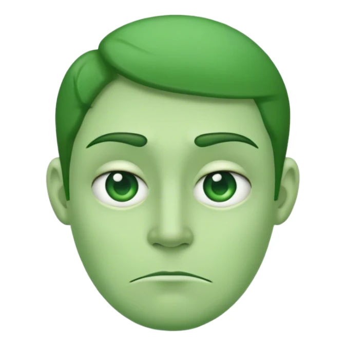 Green face half frown  sticker