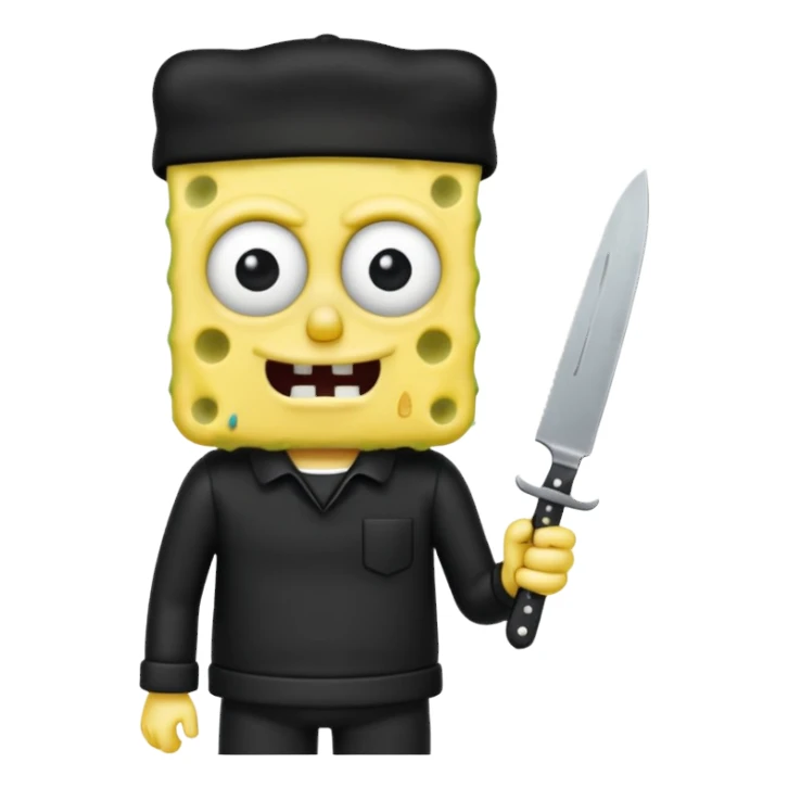 Emo SpongeBob holding a knife sticker