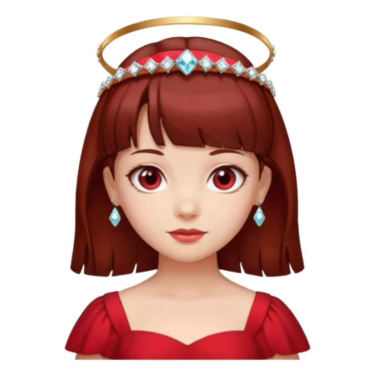   فرشته با موی چتری و لباس قرمز و موی خرمایی تیره و سربند یاقوت و الماس sticker